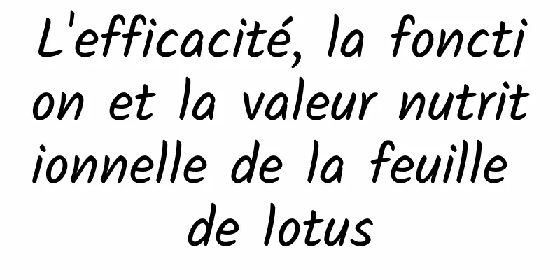 L'efficacité, la fonction et la valeur nutritionnelle de la feuille de lotus