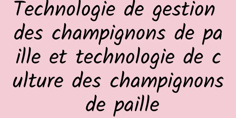 Technologie de gestion des champignons de paille et technologie de culture des champignons de paille