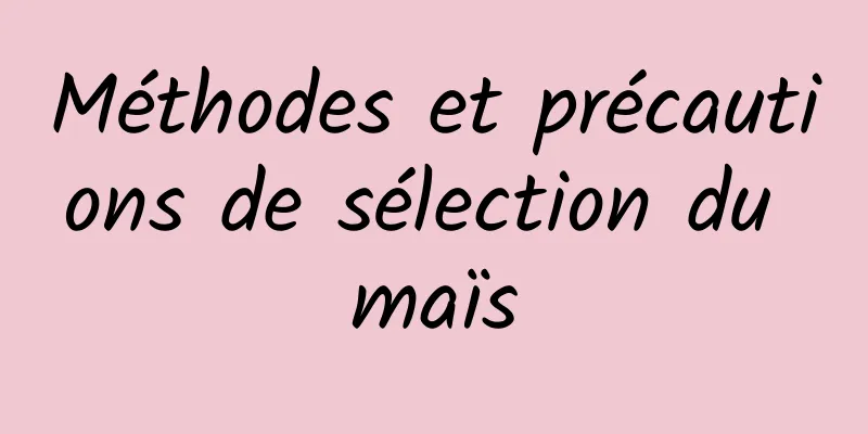 Méthodes et précautions de sélection du maïs