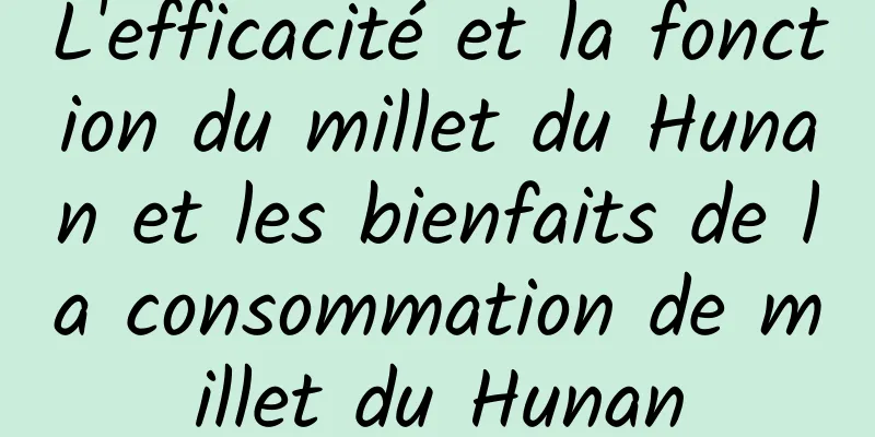 L'efficacité et la fonction du millet du Hunan et les bienfaits de la consommation de millet du Hunan
