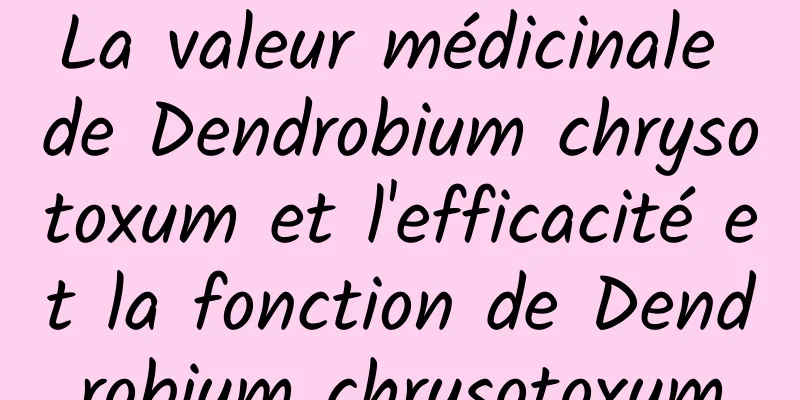 La valeur médicinale de Dendrobium chrysotoxum et l'efficacité et la fonction de Dendrobium chrysotoxum