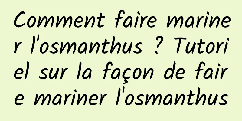 Comment faire mariner l'osmanthus ? Tutoriel sur la façon de faire mariner l'osmanthus