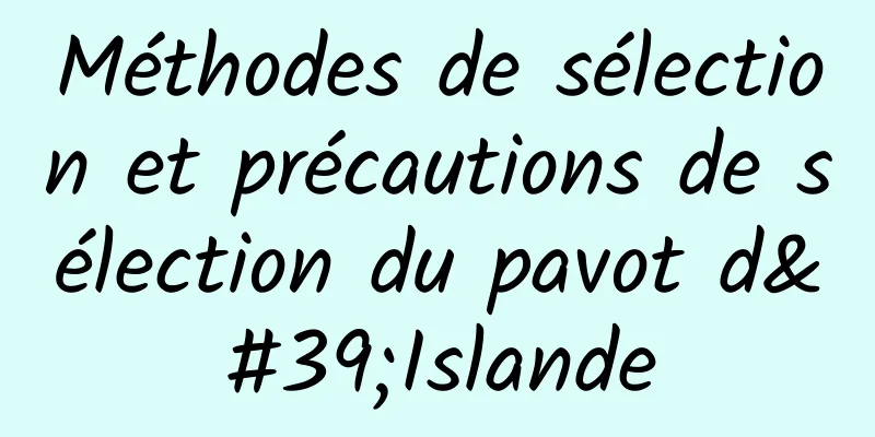 Méthodes de sélection et précautions de sélection du pavot d'Islande