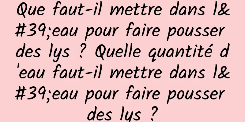 Que faut-il mettre dans l'eau pour faire pousser des lys ? Quelle quantité d'eau faut-il mettre dans l'eau pour faire pousser des lys ?