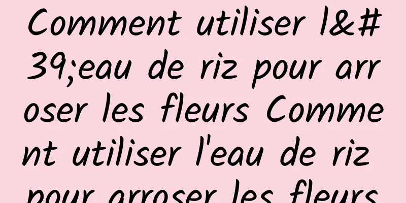 Comment utiliser l'eau de riz pour arroser les fleurs Comment utiliser l'eau de riz pour arroser les fleurs